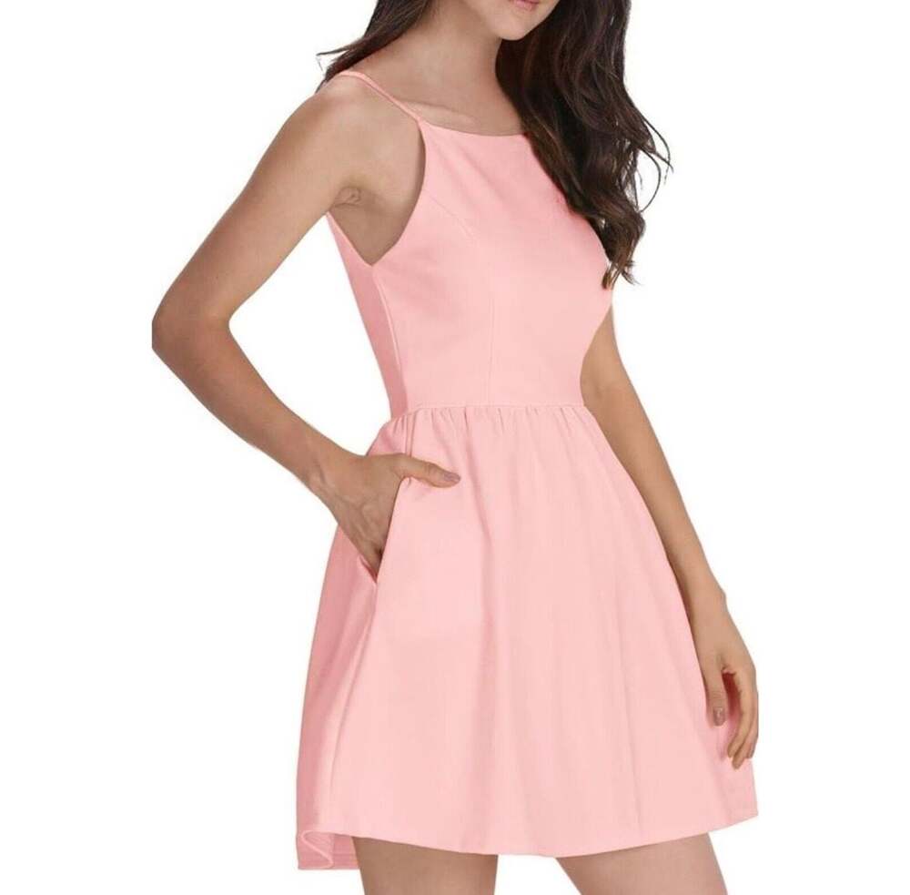 FANCYINN Womens Short Dress Spaghetti Strap Backless Mini Casual Skater Dress